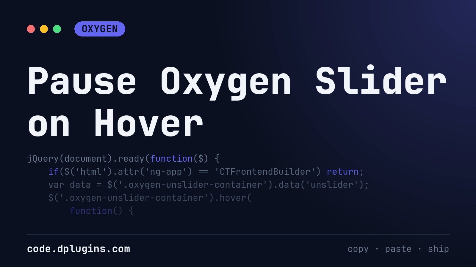 Pause Oxygen Slider on Hover