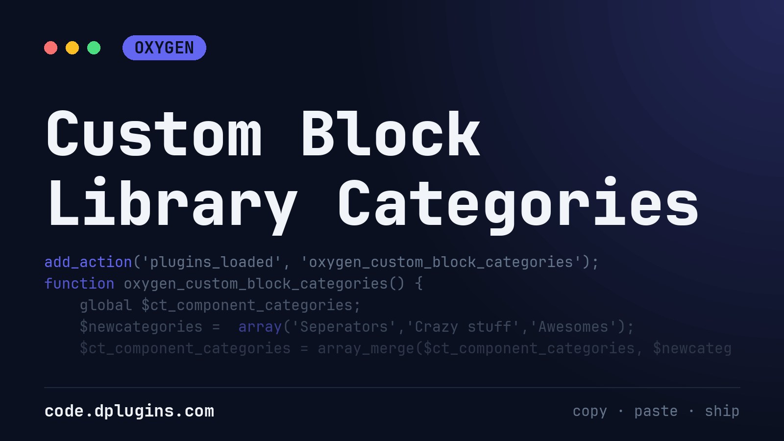 Custom Block Library Categories