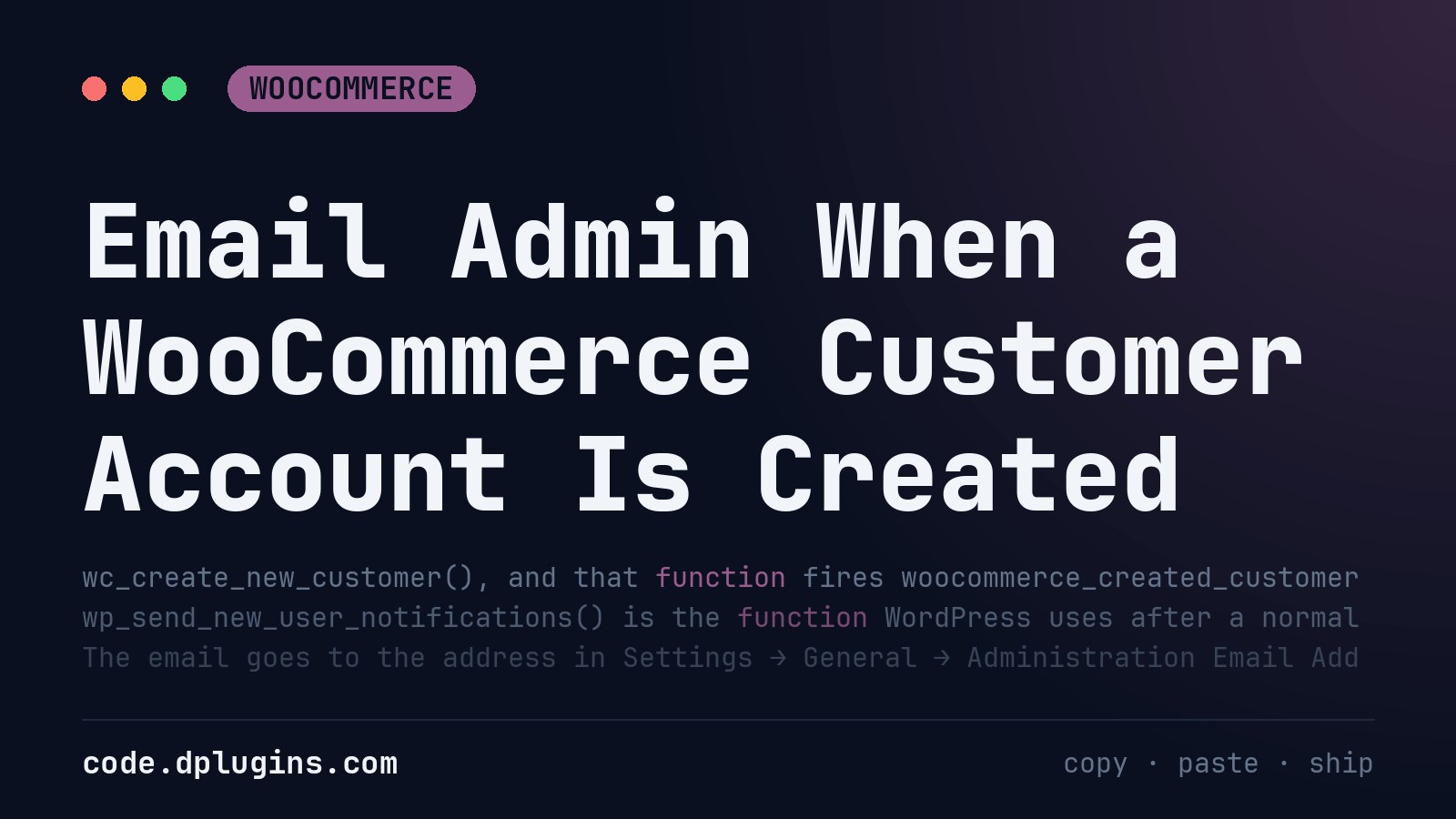 Email Admin When a WooCommerce Customer Account Is Created