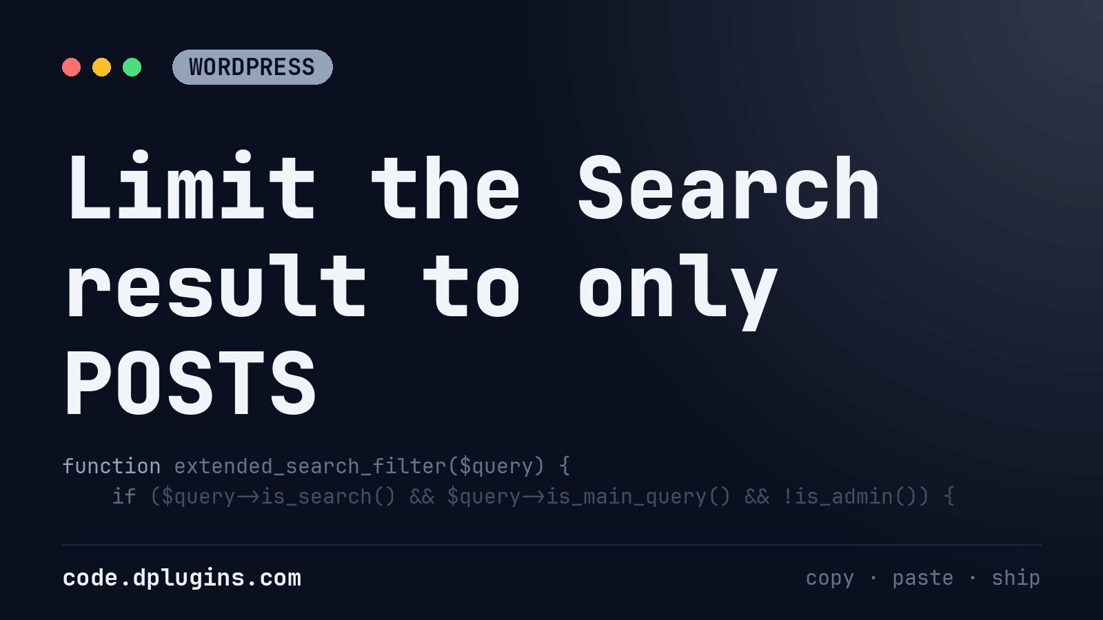 Limit the Search result to only POSTS