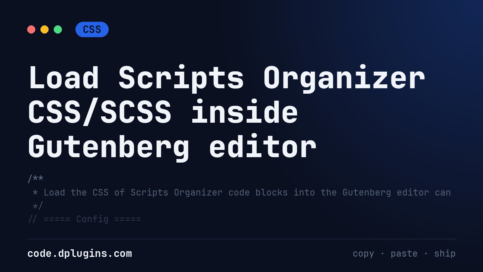Load Scripts Organizer CSS/SCSS inside Gutenberg editor