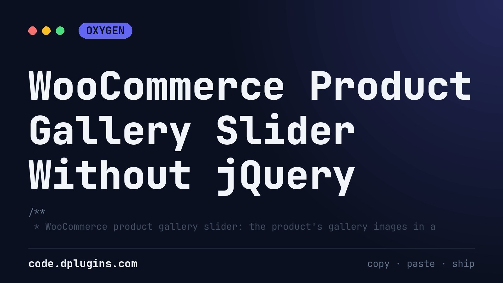 WooCommerce Product Gallery Slider Without jQuery