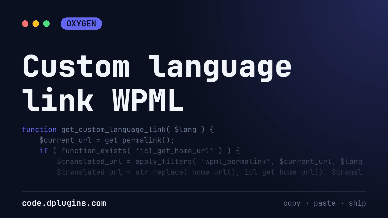 Custom language link WPML