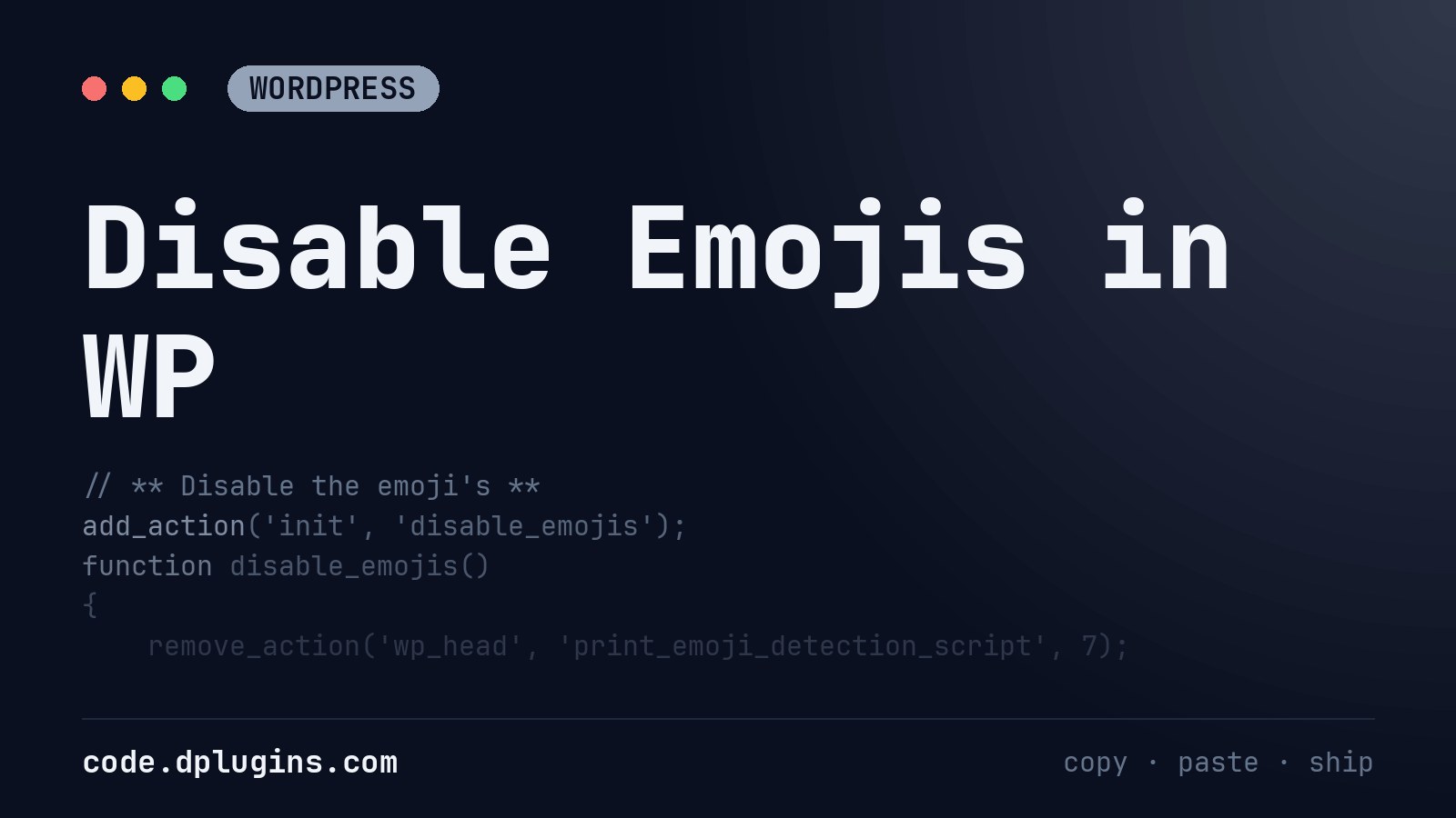 Disable Emojis in WP