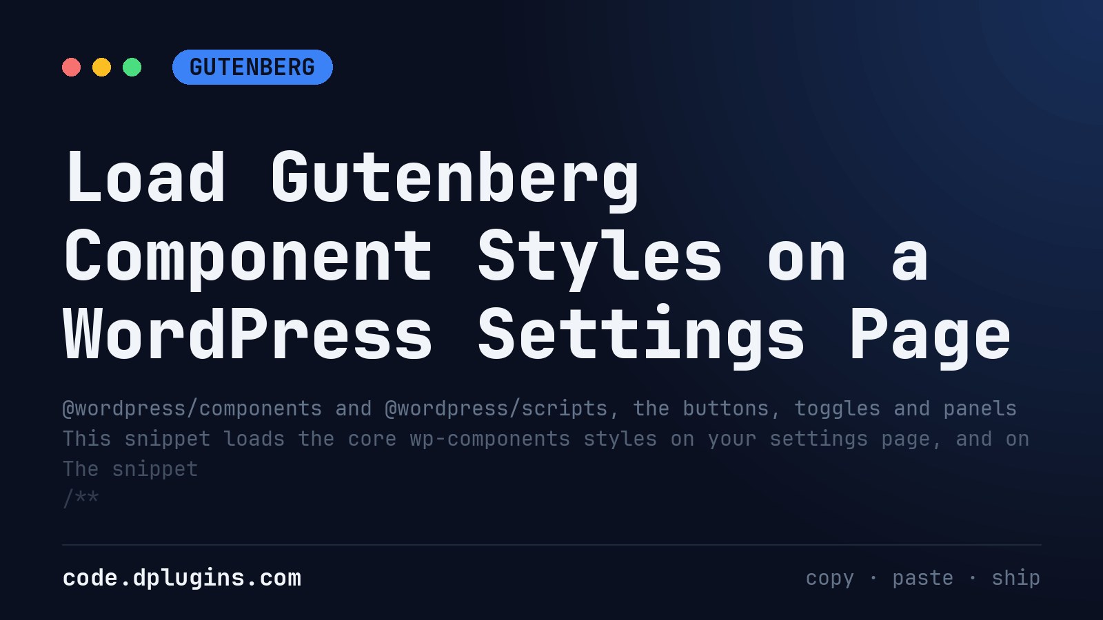 Load Gutenberg Component Styles on a WordPress Settings Page