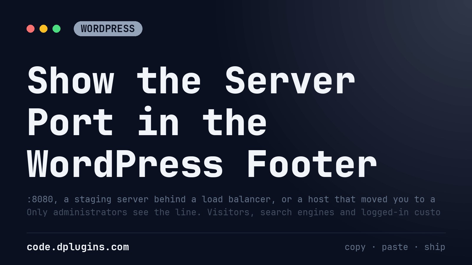 Show the Server Port in the WordPress Footer