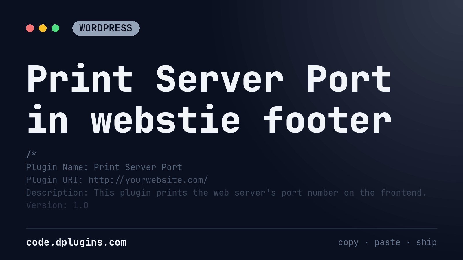 Print Server Port in webstie footer