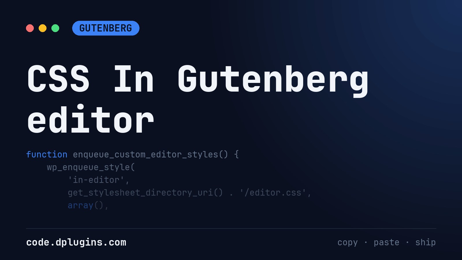 CSS In Gutenberg editor