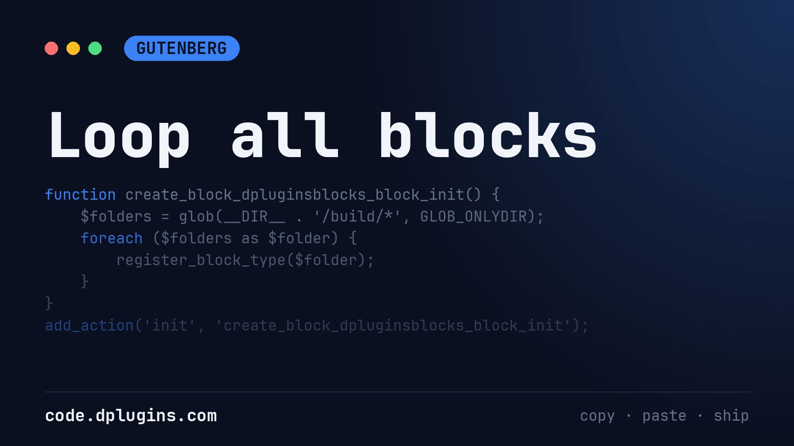 Loop all blocks