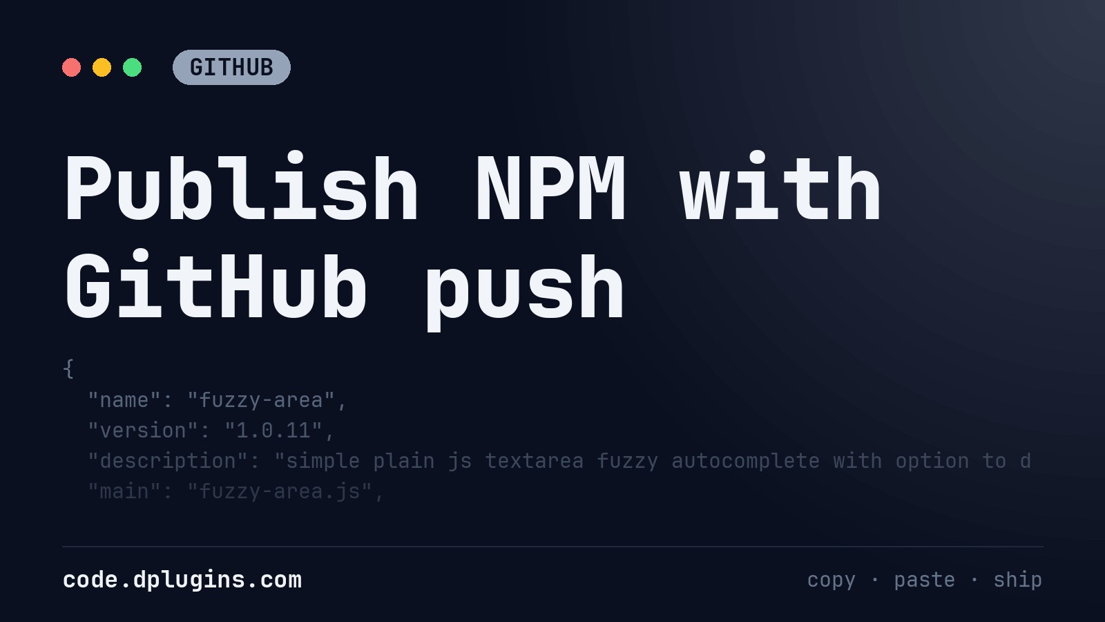 Publish NPM with GitHub push