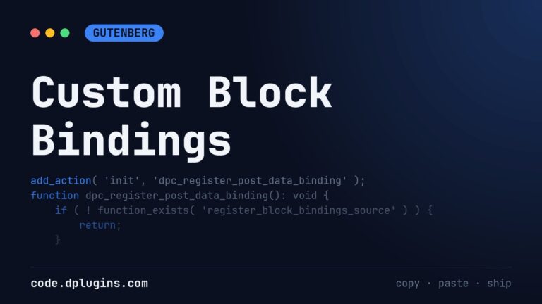 Custom Block Bindings Source for Post Data in WordPress
