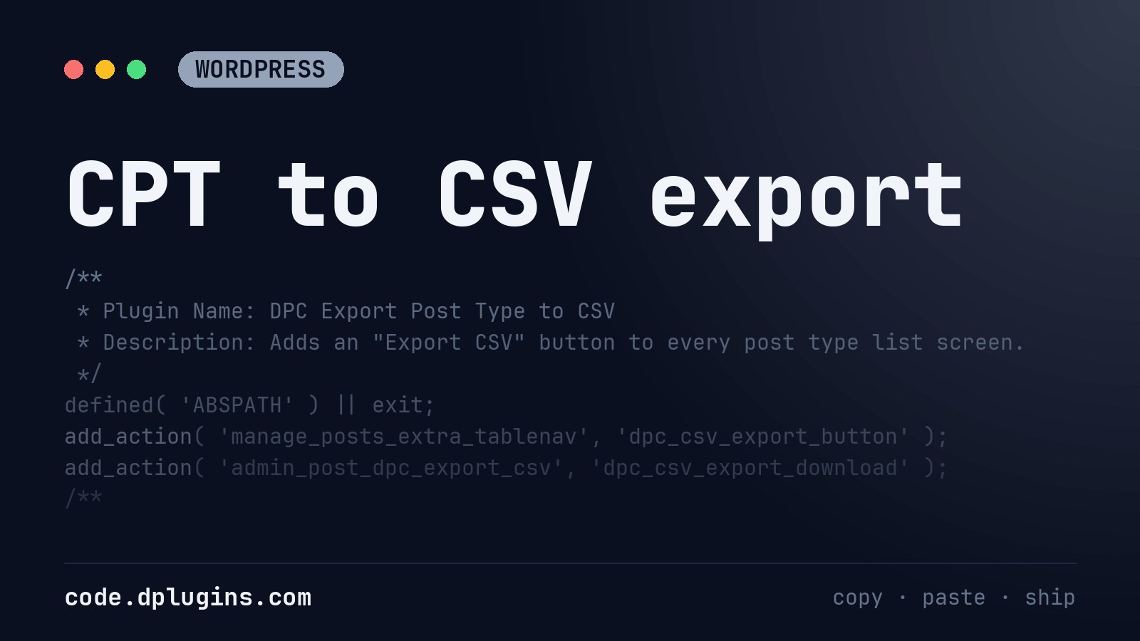 WordPress Export Custom Post Type to CSV Without Plugin