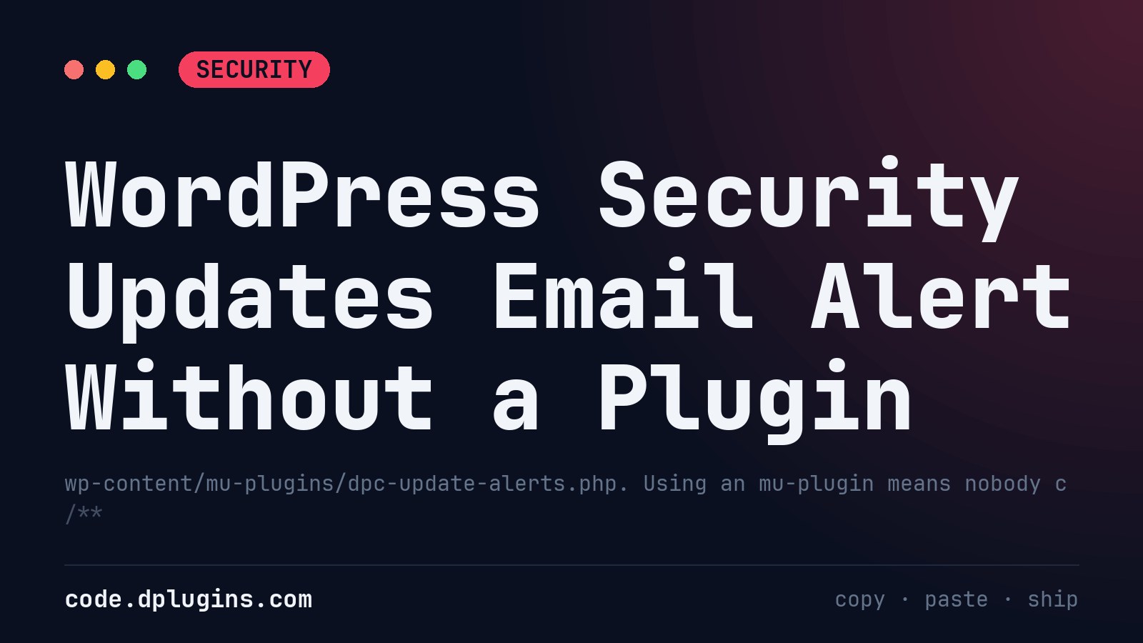WordPress Security Updates Email Alert Without a Plugin