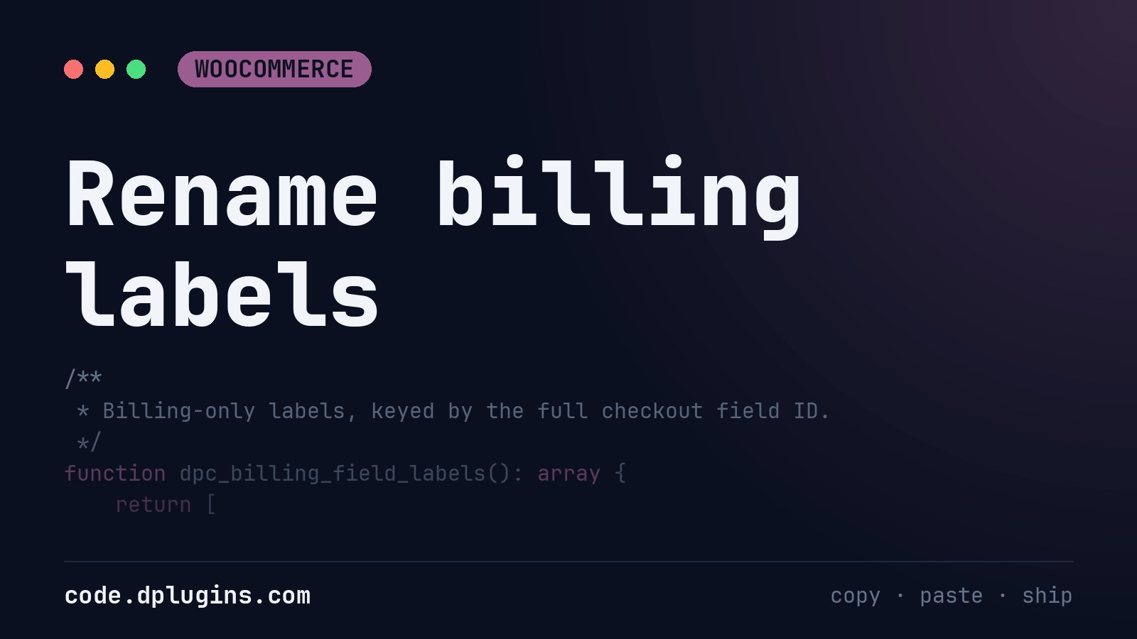 Change the Billing Field Title in WooCommerce Checkout