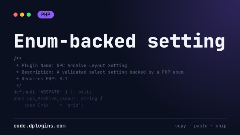 PHP Enum tryFrom Example: Validate WordPress Settings