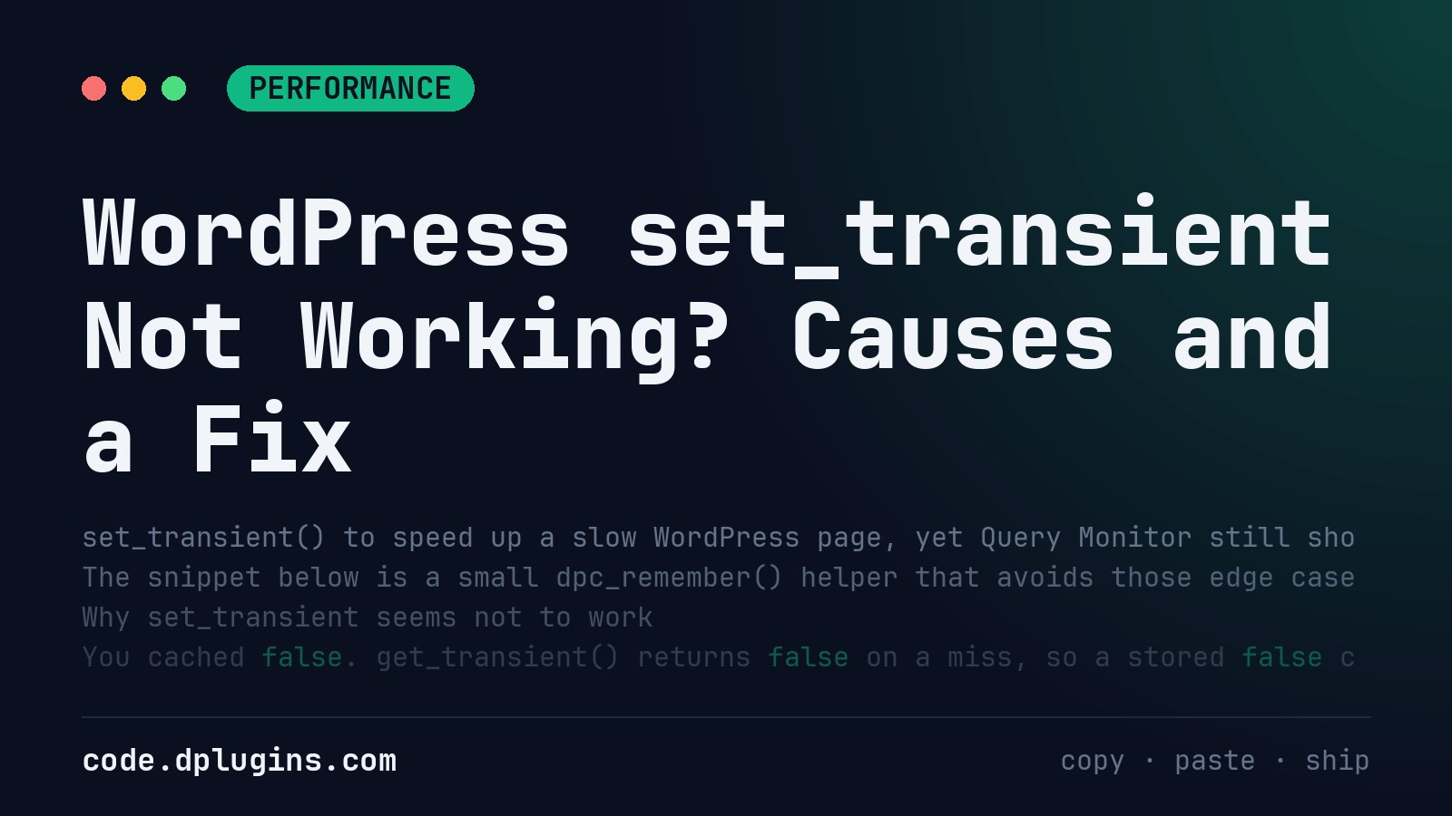 WordPress set_transient Not Working? Causes and a Fix