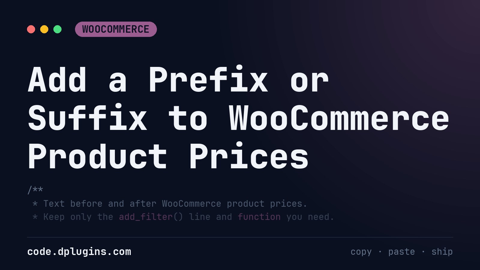Add a Prefix or Suffix to WooCommerce Product Prices