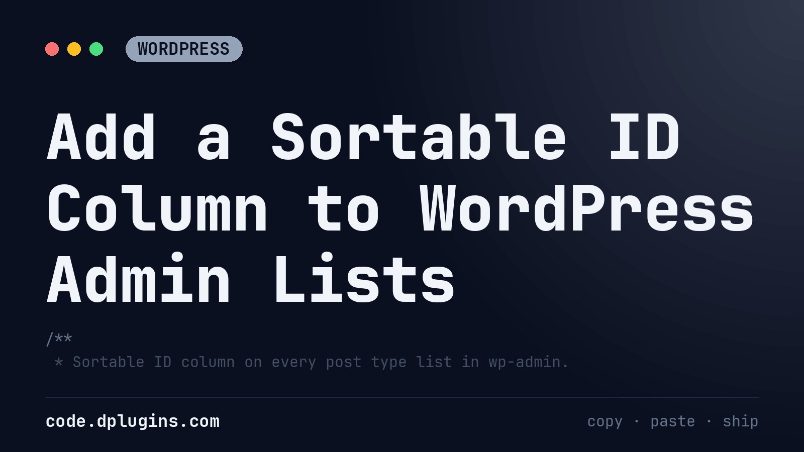 Add a Sortable ID Column to WordPress Admin Lists