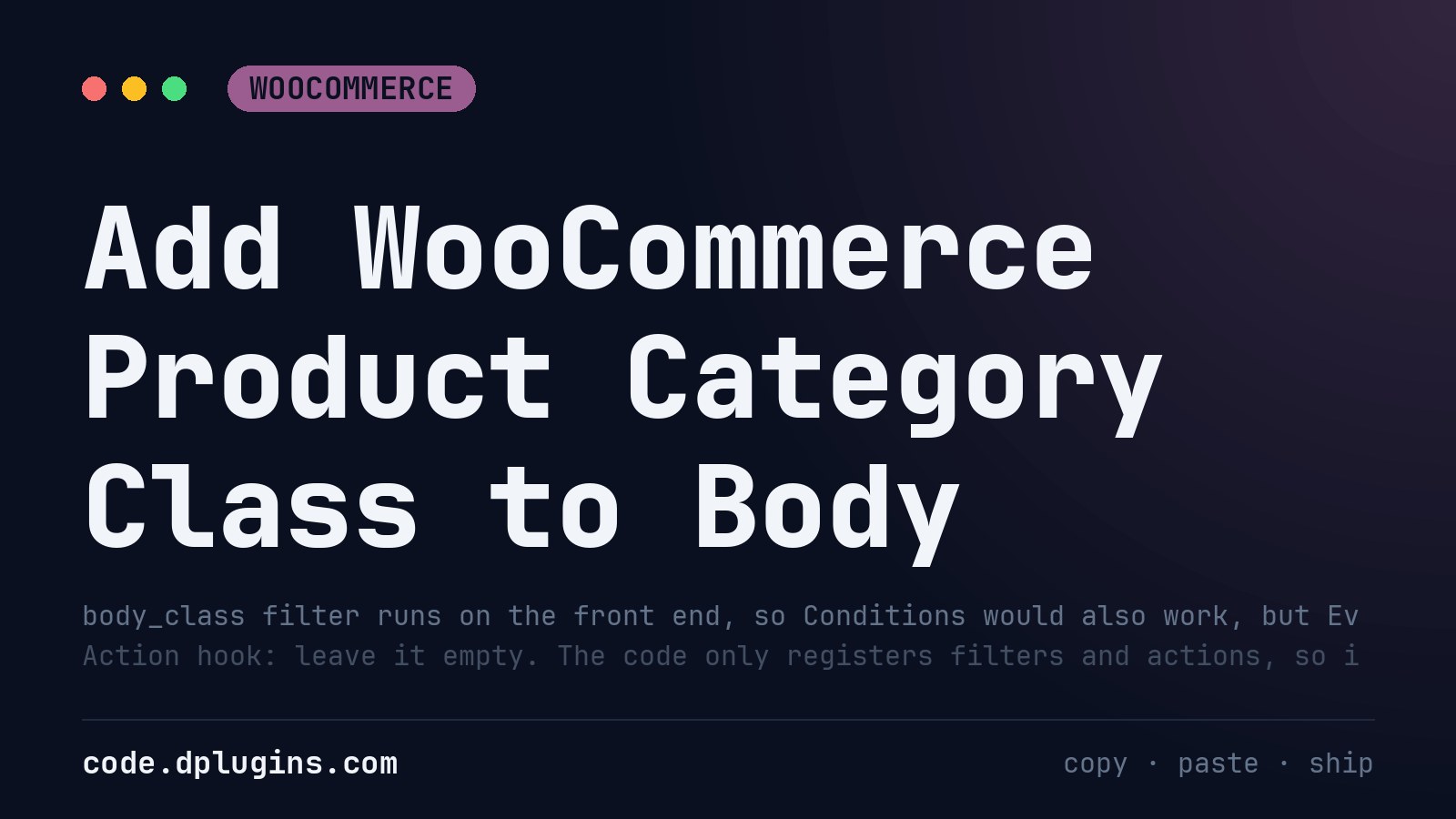 Add WooCommerce Product Category Class to Body