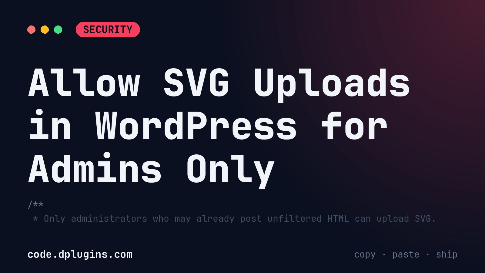 Allow SVG Uploads in WordPress for Admins Only
