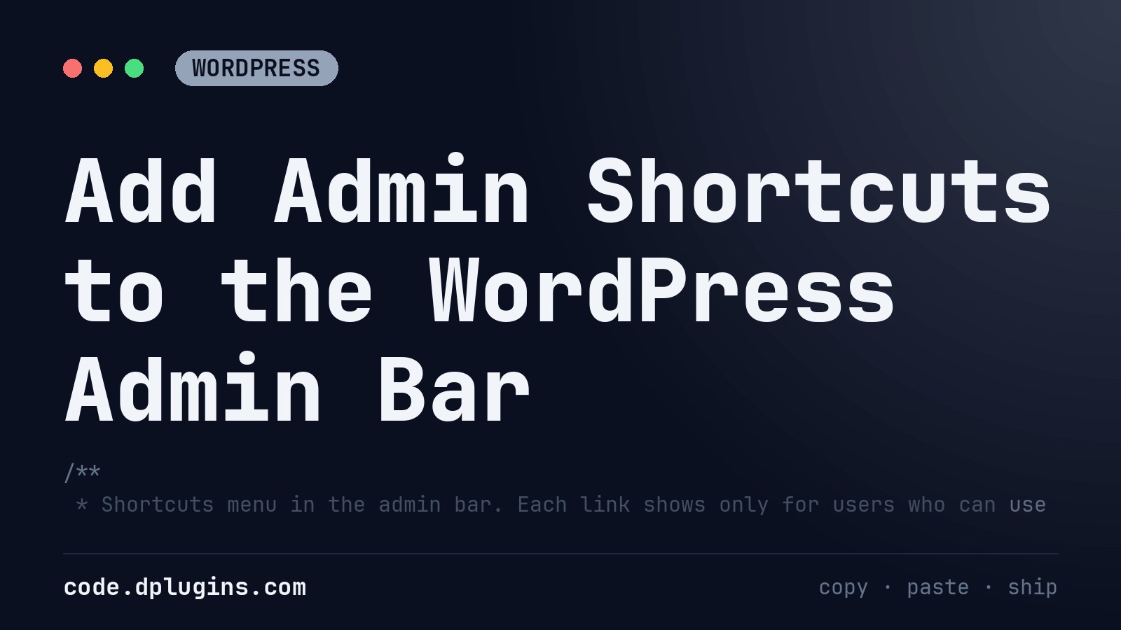 Add Admin Shortcuts to the WordPress Admin Bar