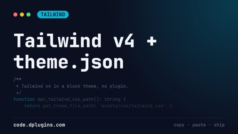 Add Tailwind v4 to a WordPress Block Theme Without a Plugin