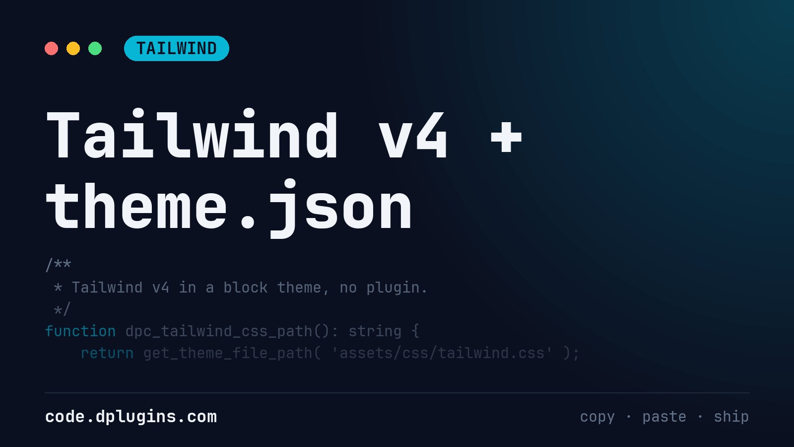Add Tailwind v4 to a WordPress Block Theme Without a Plugin