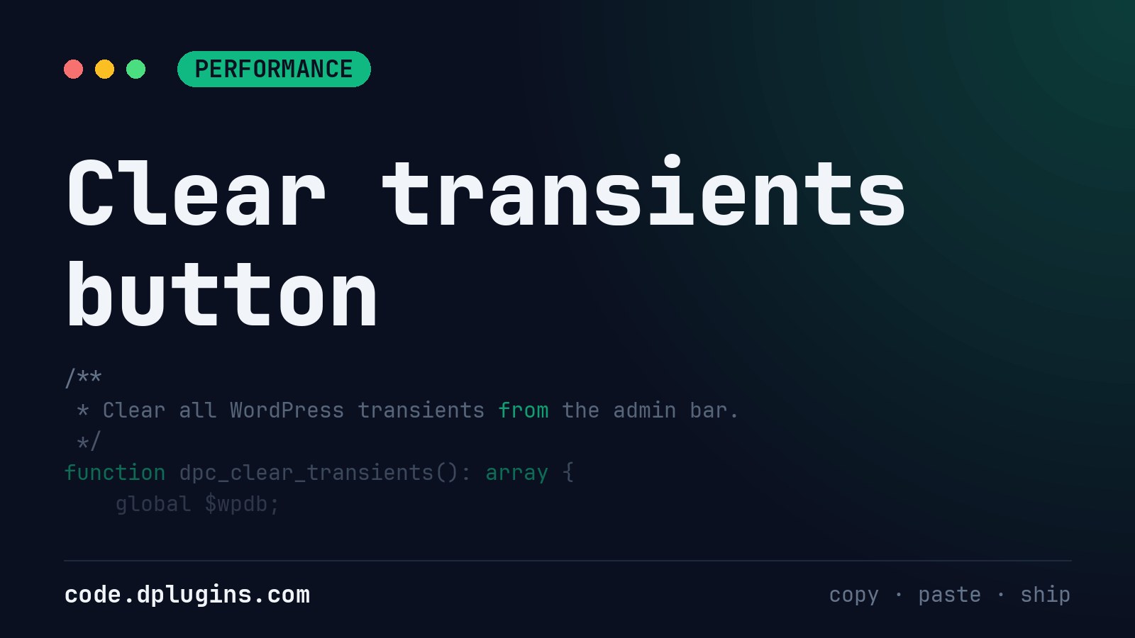 WordPress Clear Transients With One Admin Bar Button