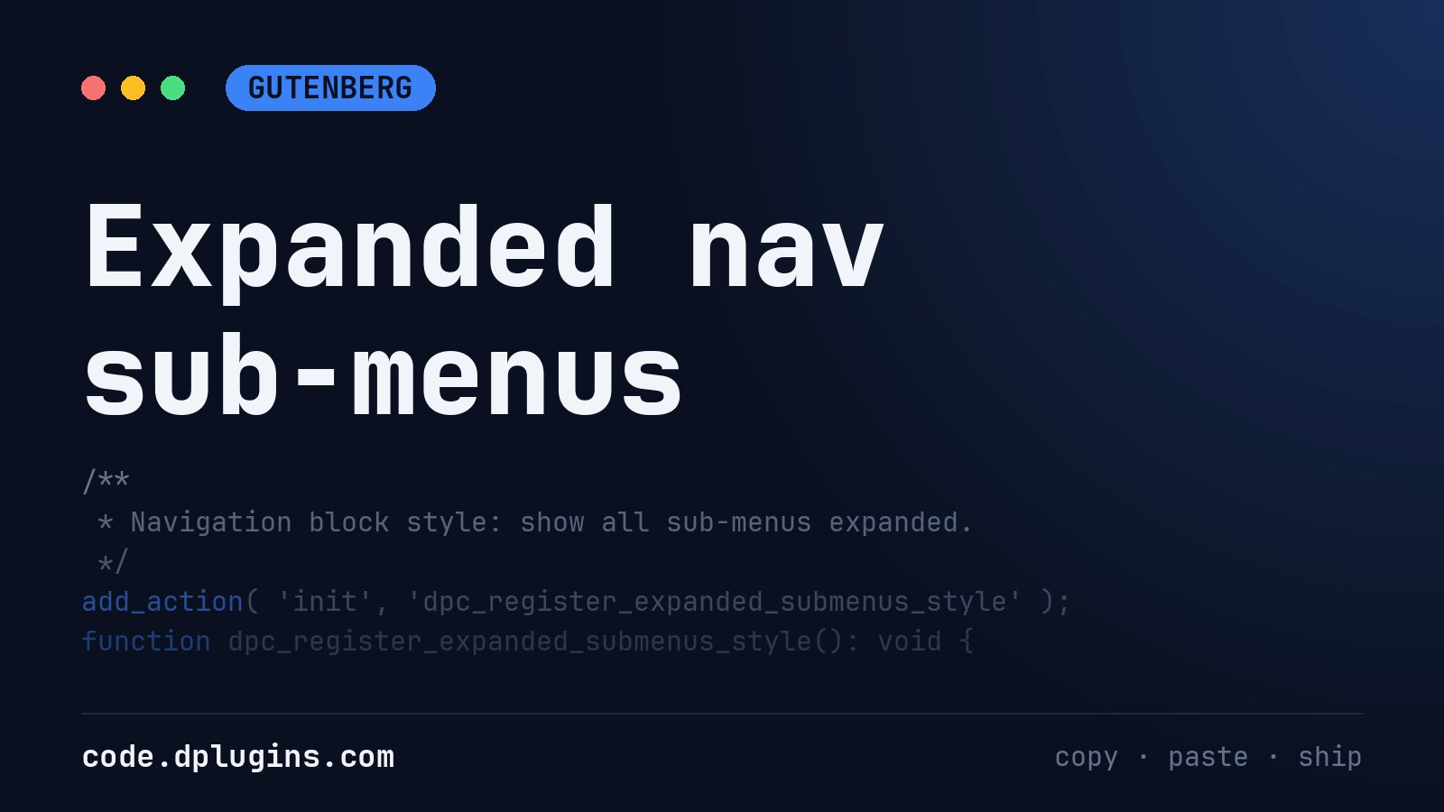 Show WordPress Navigation Sub-Menus Expanded by Default
